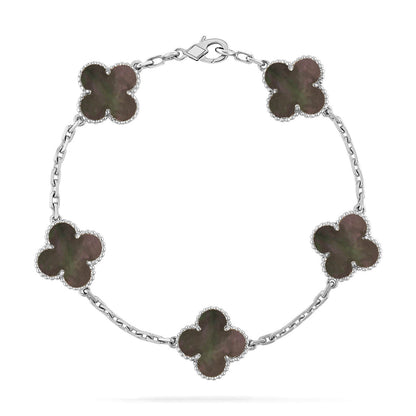 [Zalyn]LUCKY CLOVER 5-MOTIF BRACELET - GREY MOTHER-OF-PEARL COLLECTION