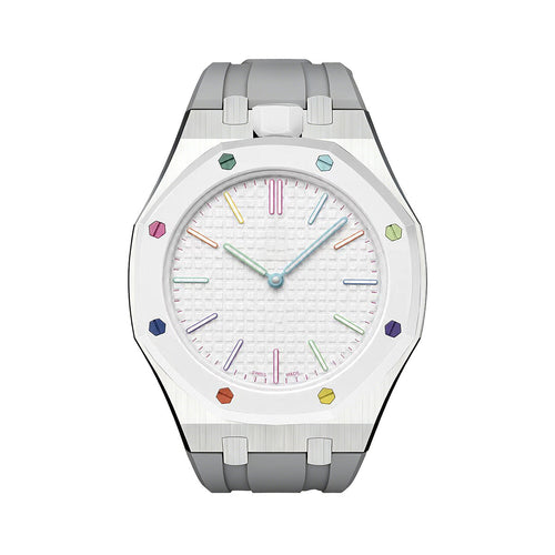 [Zalyn]OAK POP GRAY STEEL SILICONE STRAP