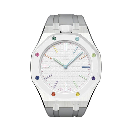 [Zalyn]OAK POP GRAY STEEL SILICONE STRAP