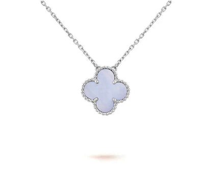 [Zalyn]15MM CLOVER FLOWER PENDANT NECKLACE WHITE GOLD COLLECTION