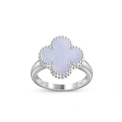 [Zalyn]LUCKY CLOVER VINTAGE WHITE GOLD RING COLLECTION