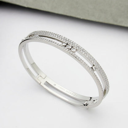 [Zalyn]MOVE ROMANE PAVÉ DIAMOND BANGLE BRACELET