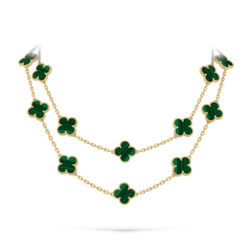 [Zalyn]CLASSIC 20-MOTIF LUCKY CLOVER LONG NECKLACE GOLD COLLECTION