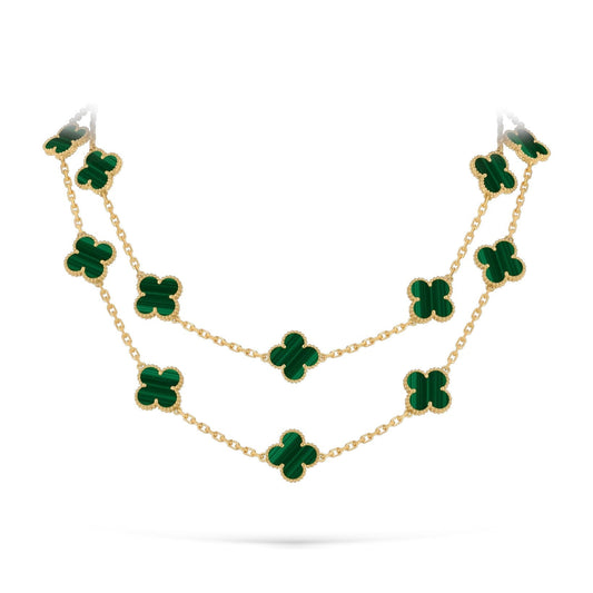 [Zalyn]CLASSIC 20-MOTIF LUCKY CLOVER LONG NECKLACE GOLD COLLECTION