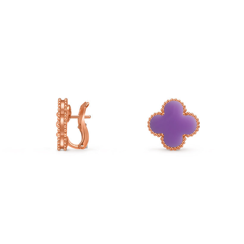 [Zalyn]15MM CLOVER FLOWER STUD EARRINGS ROSE GOLD COLLECTION