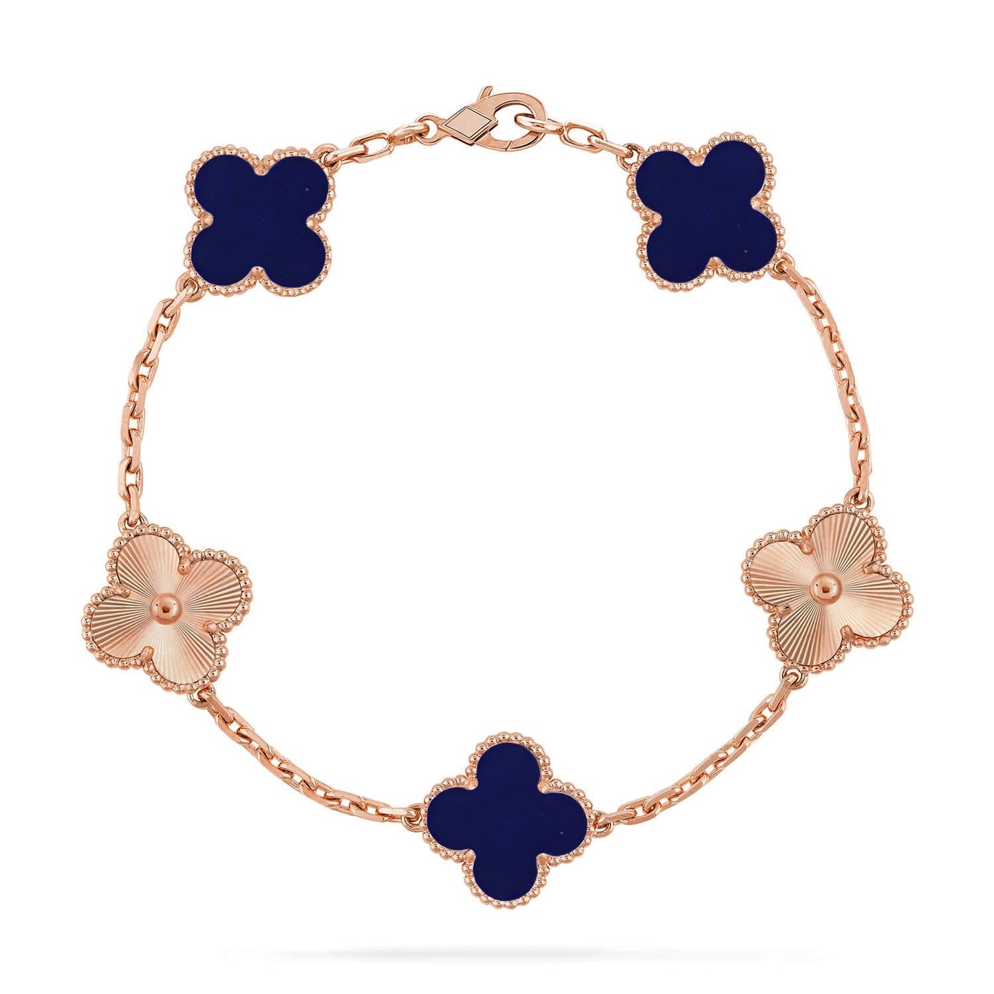 [Zalyn]LUCKY CLOVER 5-MOTIF BRACELET - LAPIS LAZULI COLLECTION