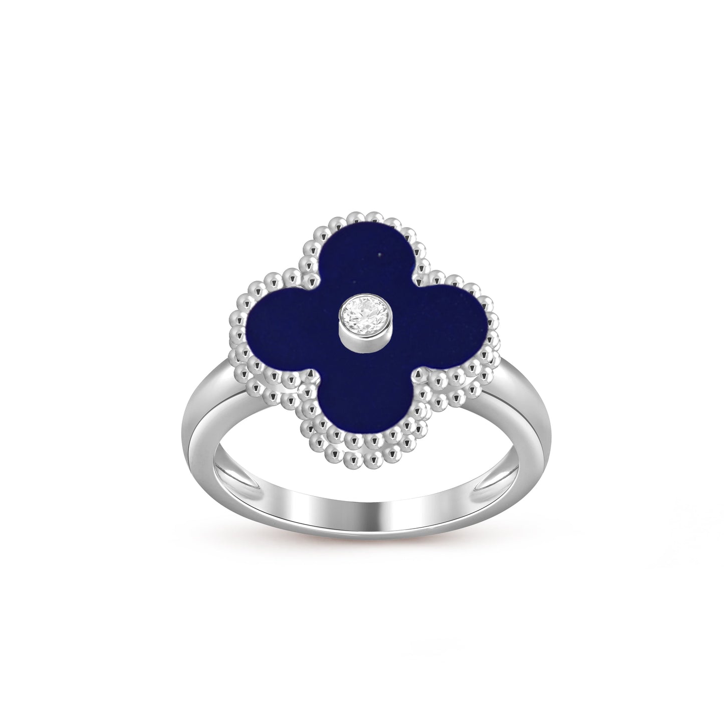 [Zalyn]LUCKY CLOVER DIAMOND-ACCENT WHITE GOLD RING COLLECTION