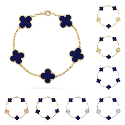 [Zalyn]LUCKY CLOVER 5-MOTIF BRACELET - LAPIS LAZULI COLLECTION