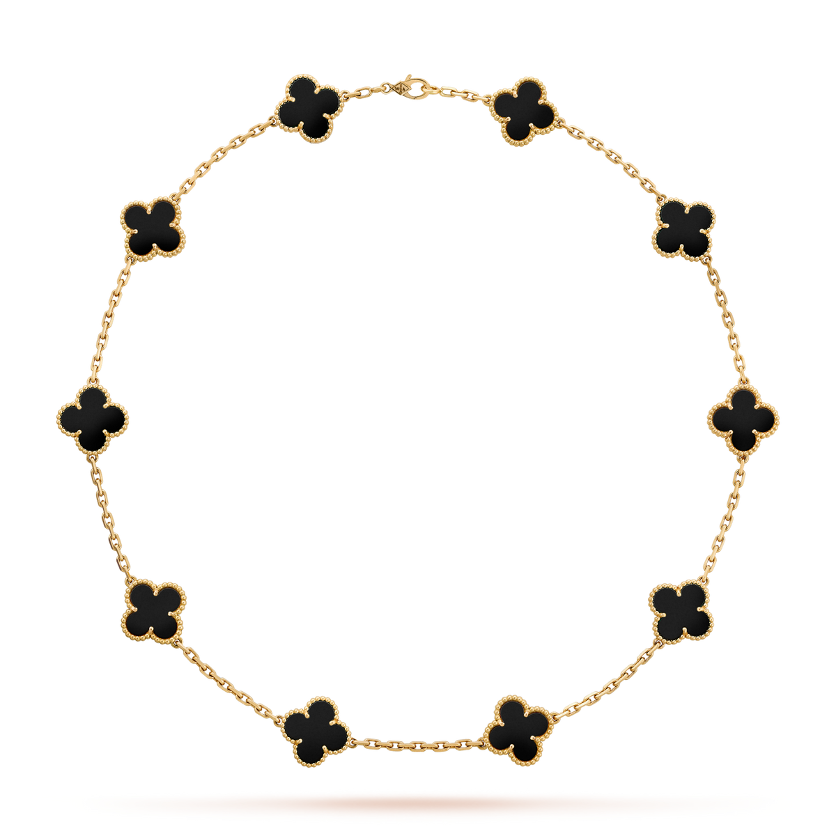 [Zalyn Jewelry ]CLOVER 10 MOTIFS ONYX NECKLACE