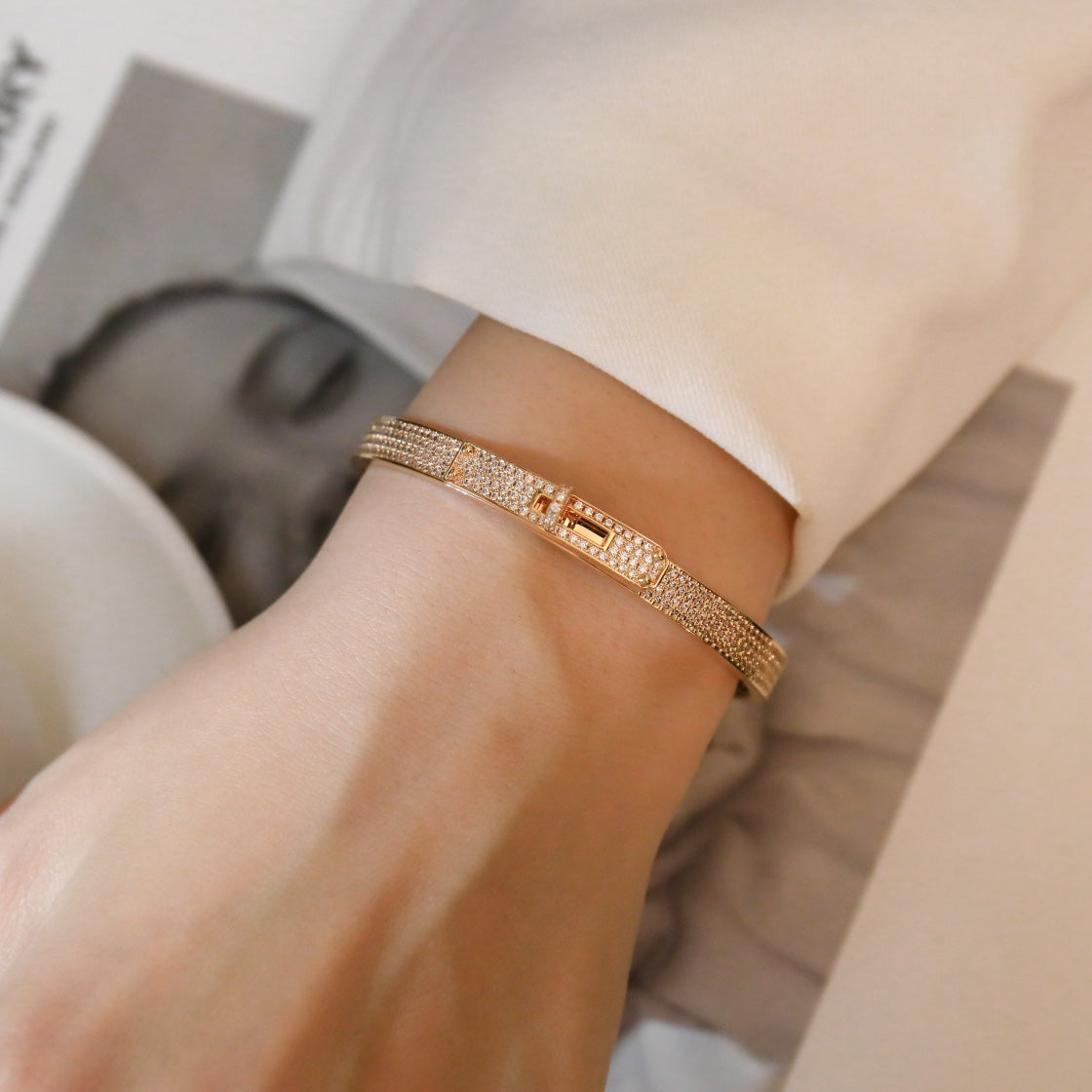 [Zalyn]KELLY BRACELET DIAMOND PAVED