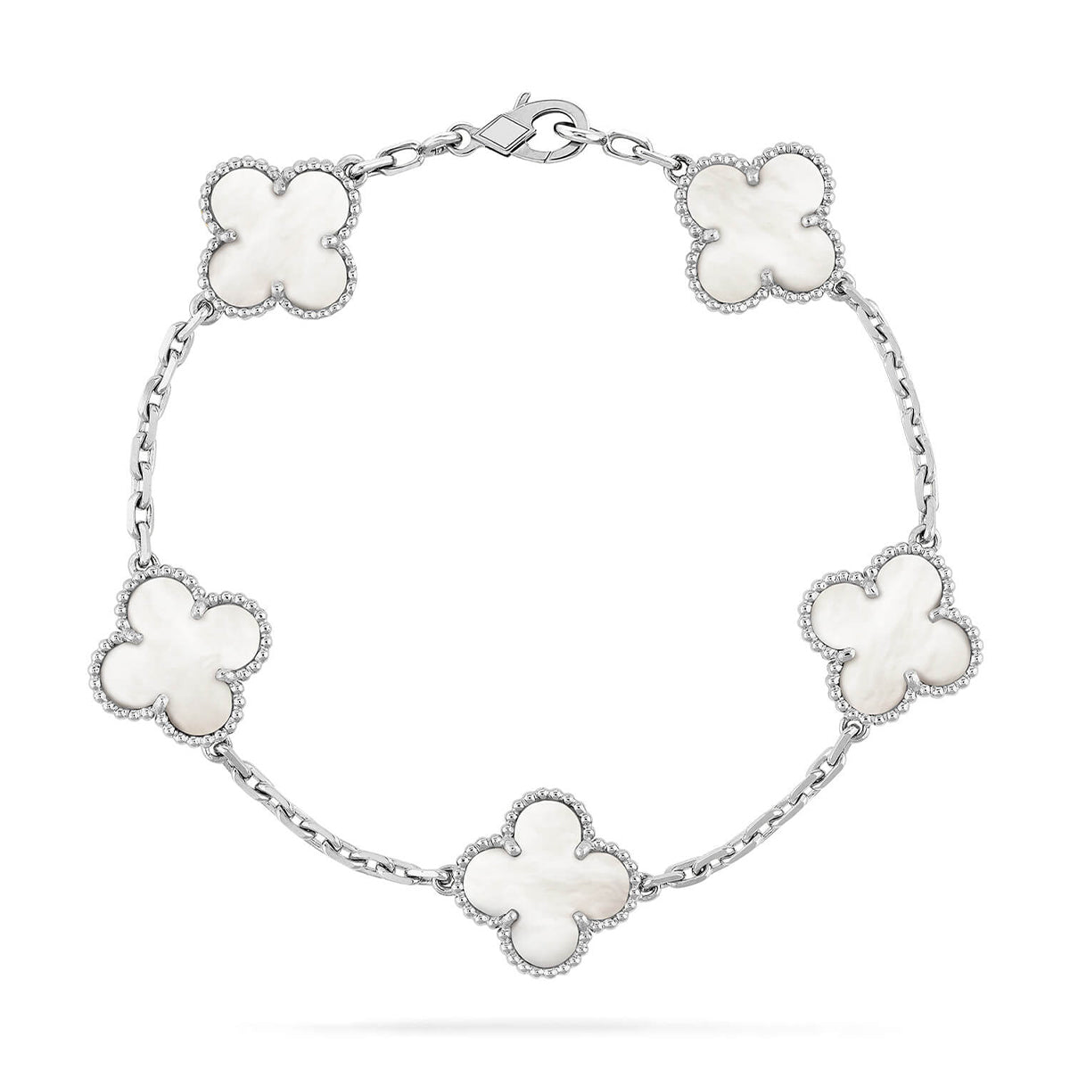 [Zalyn]LUCKY CLOVER 5-MOTIF BRACELET - WHITE MOTHER-OF-PEARL COLLECTION