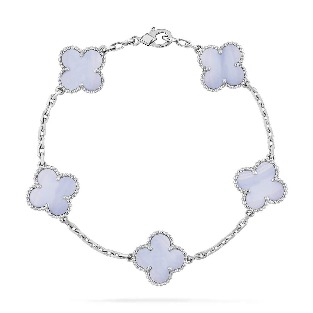 [Zalyn]LUCKY CLOVER 5-MOTIF BRACELET - PURPLE CHALCEDONY COLLECTION