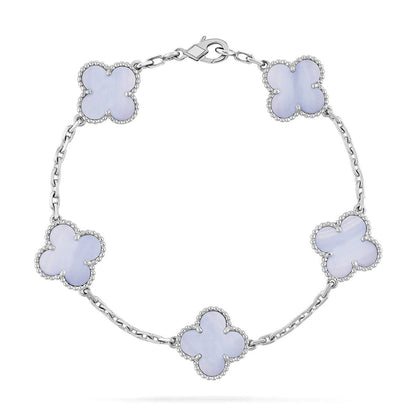 [Zalyn]LUCKY CLOVER 5-MOTIF BRACELET - PURPLE CHALCEDONY COLLECTION