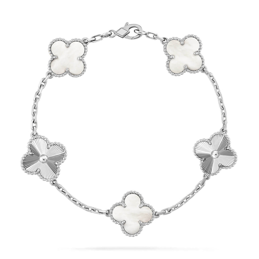 [Zalyn Jewelry ]CLOVER WHITE PEARL MOP 5 MOTIF BRACELET COLLECTION
