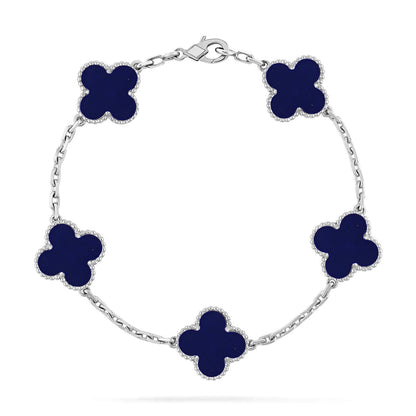 [Zalyn]LUCKY CLOVER 5-MOTIF BRACELET - LAPIS LAZULI COLLECTION