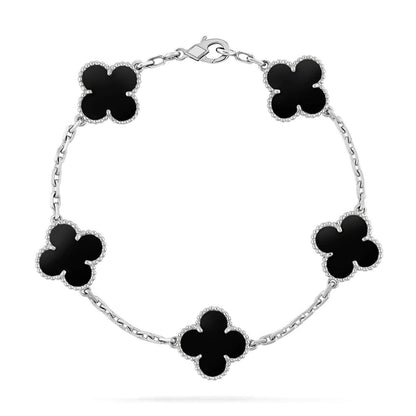 [Zalyn]LUCKY CLOVER 5-MOTIF BRACELET - BLACK OXNY COLLECTION