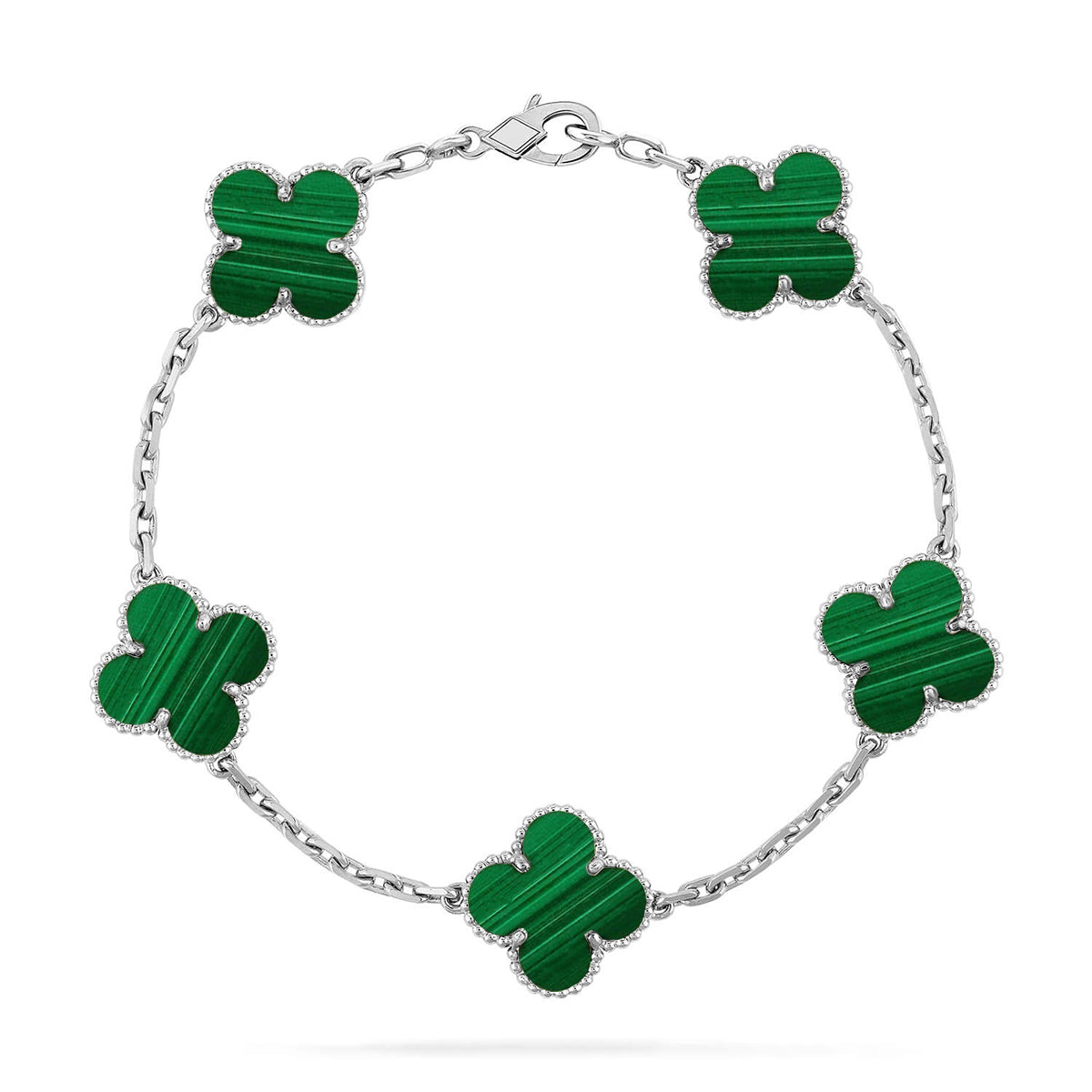 [Zalyn]LUCKY CLOVER 5-MOTIF BRACELET - MALACHITE COLLECTION