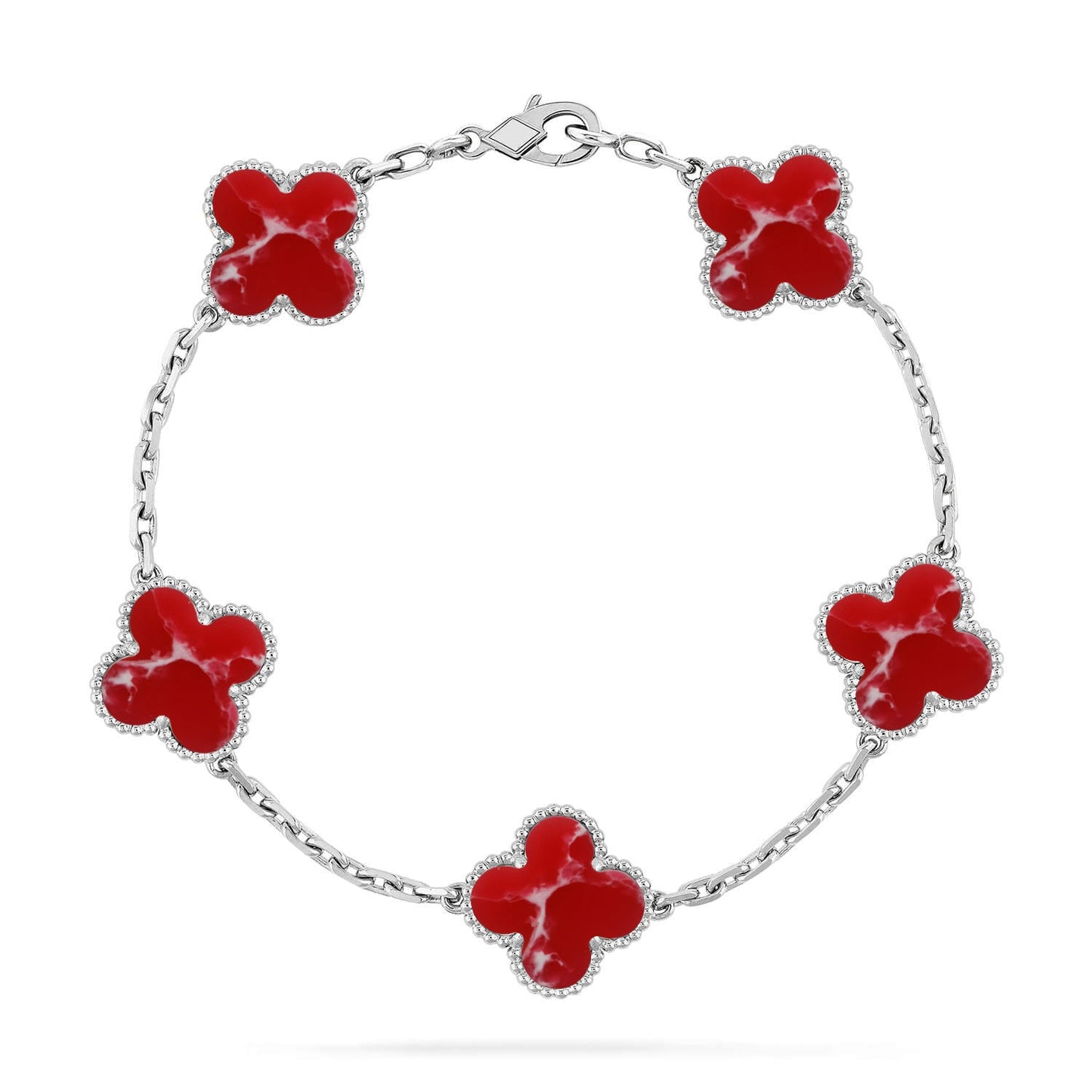 [Zalyn]LUCKY CLOVER 5-MOTIF BRACELET - RED LARIMAR COLLECTION