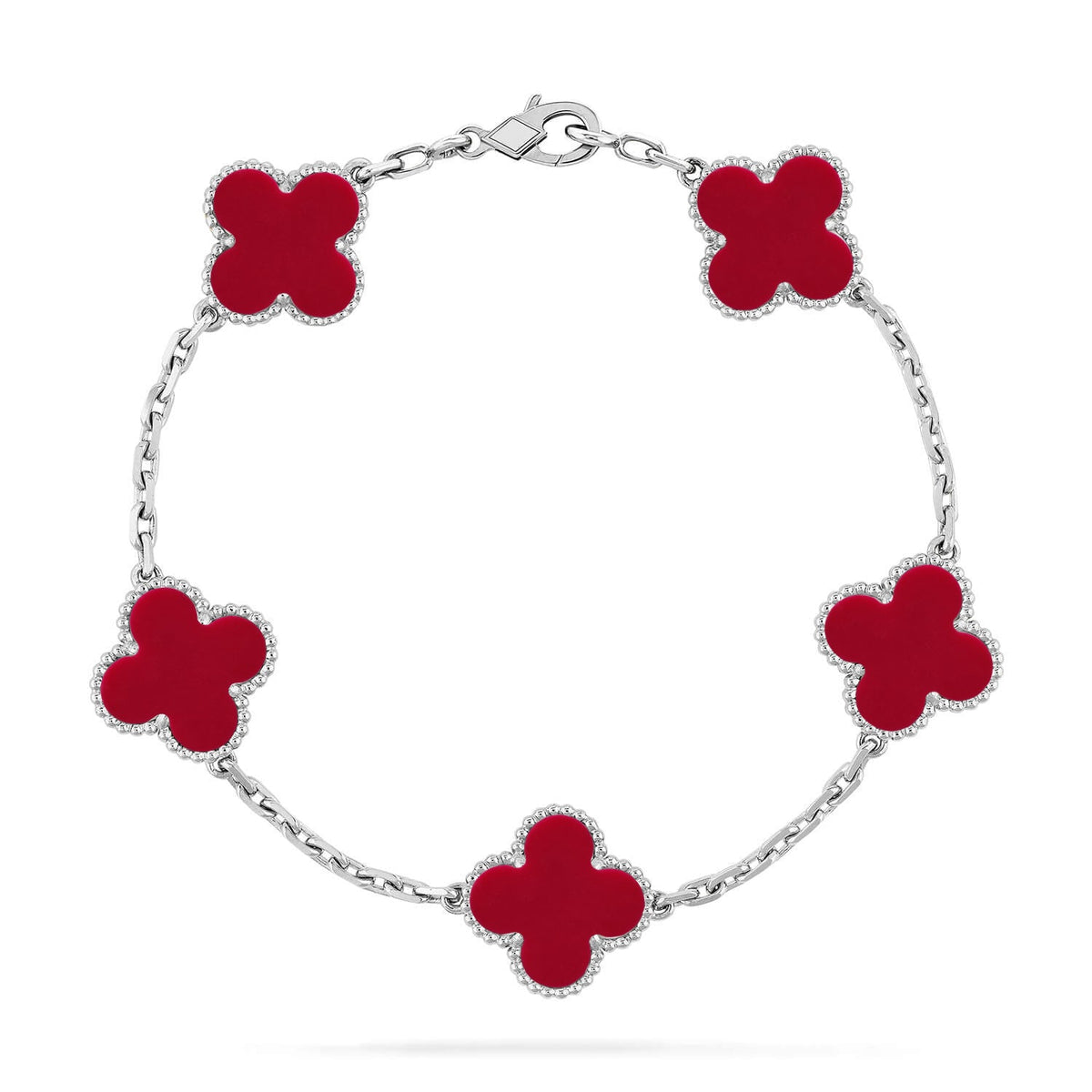 [Zalyn Jewelry ] CLOVER 5 MOTIF RED CORNELIAN BRACELET COLLECTION