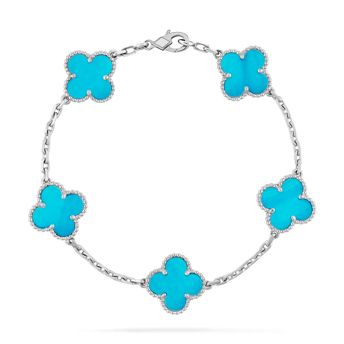 [Zalyn]LUCKY CLOVER 5-MOTIF BRACELET - TURQUOISE COLLECTION