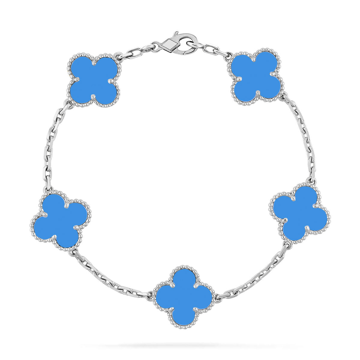 [Zalyn]LUCKY CLOVER 5-MOTIF BRACELET - BLUE AGATE COLLECTION