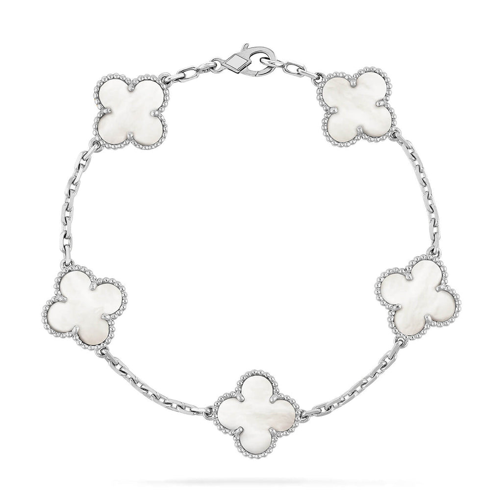 [Zalyn Jewelry ]CLOVER WHITE PEARL MOP 5 MOTIF BRACELET COLLECTION