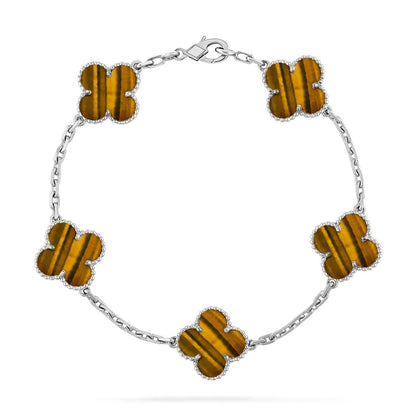 [Zalyn]LUCKY CLOVER 5-MOTIF BRACELET -  TIGER’S EYE COLLECTION