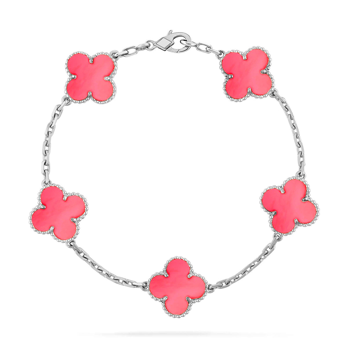 [Zalyn]LUCKY CLOVER 5-MOTIF BRACELET - PINK MOTHER-OF-PEARL COLLECTION