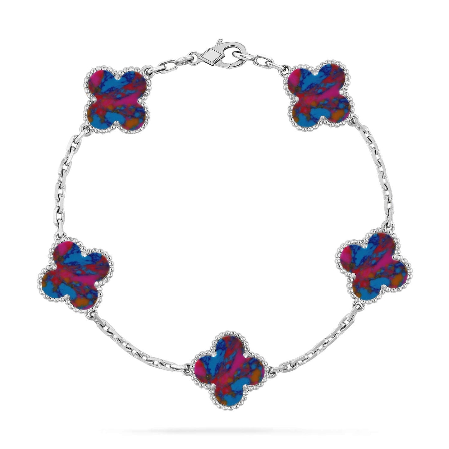 [Zalyn]LUCKY CLOVER 5-MOTIF BRACELET - MULTI-GEM COLLECTION