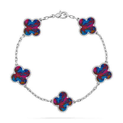 [Zalyn]LUCKY CLOVER 5-MOTIF BRACELET - MULTI-GEM COLLECTION