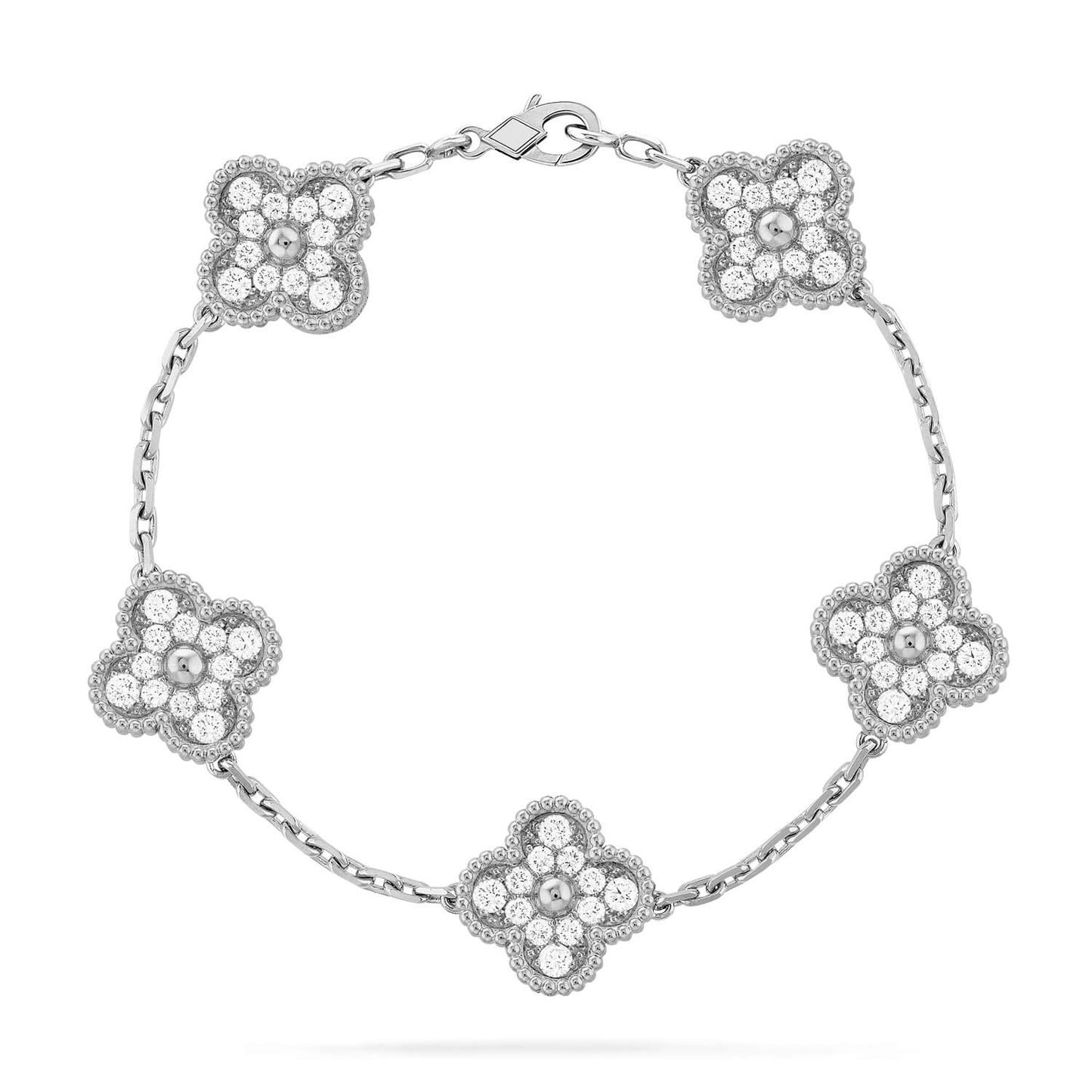[Zalyn]LUCKY CLOVER 5-MOTIF BRACELET - FULL-DIAMOND