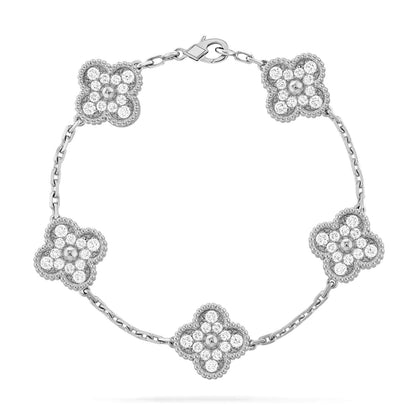 [Zalyn]LUCKY CLOVER 5-MOTIF BRACELET - FULL-DIAMOND