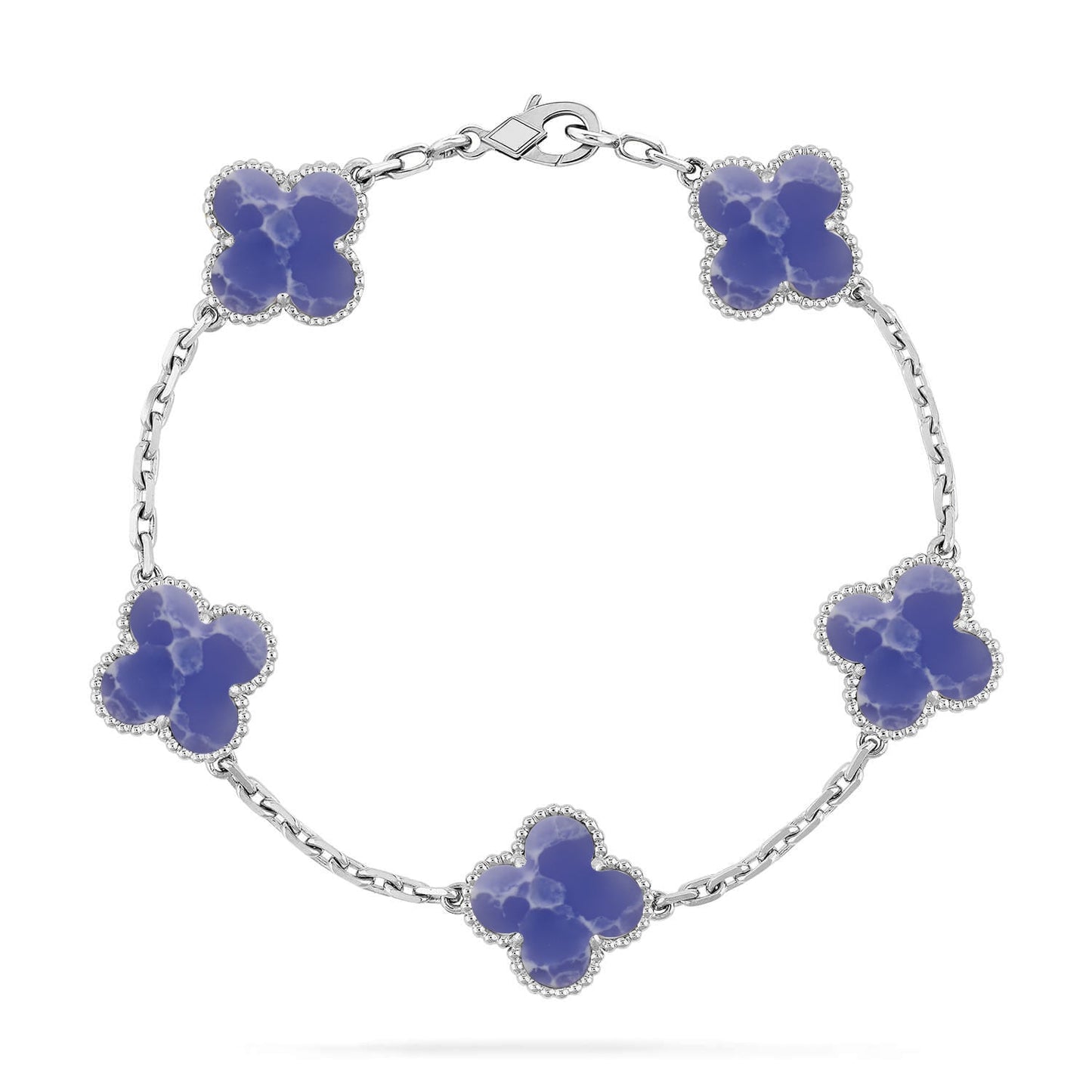 [Zalyn]LUCKY CLOVER 5-MOTIF BRACELET - BLUE LARIMAR COLLECTION