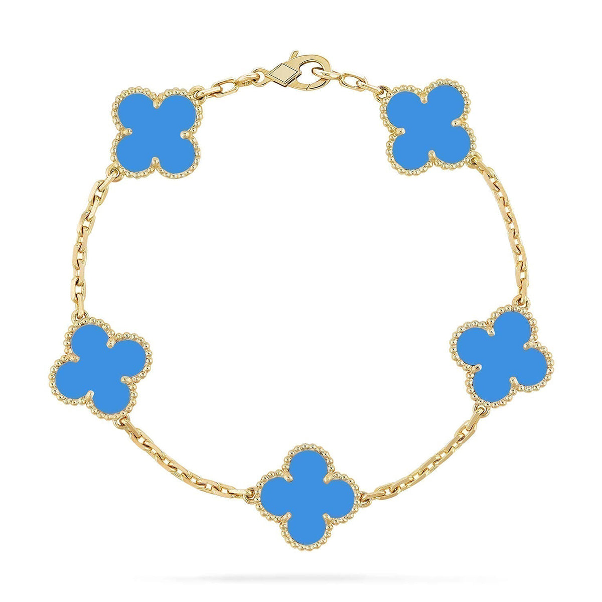 [Zalyn]LUCKY CLOVER 5-MOTIF BRACELET - BLUE AGATE COLLECTION