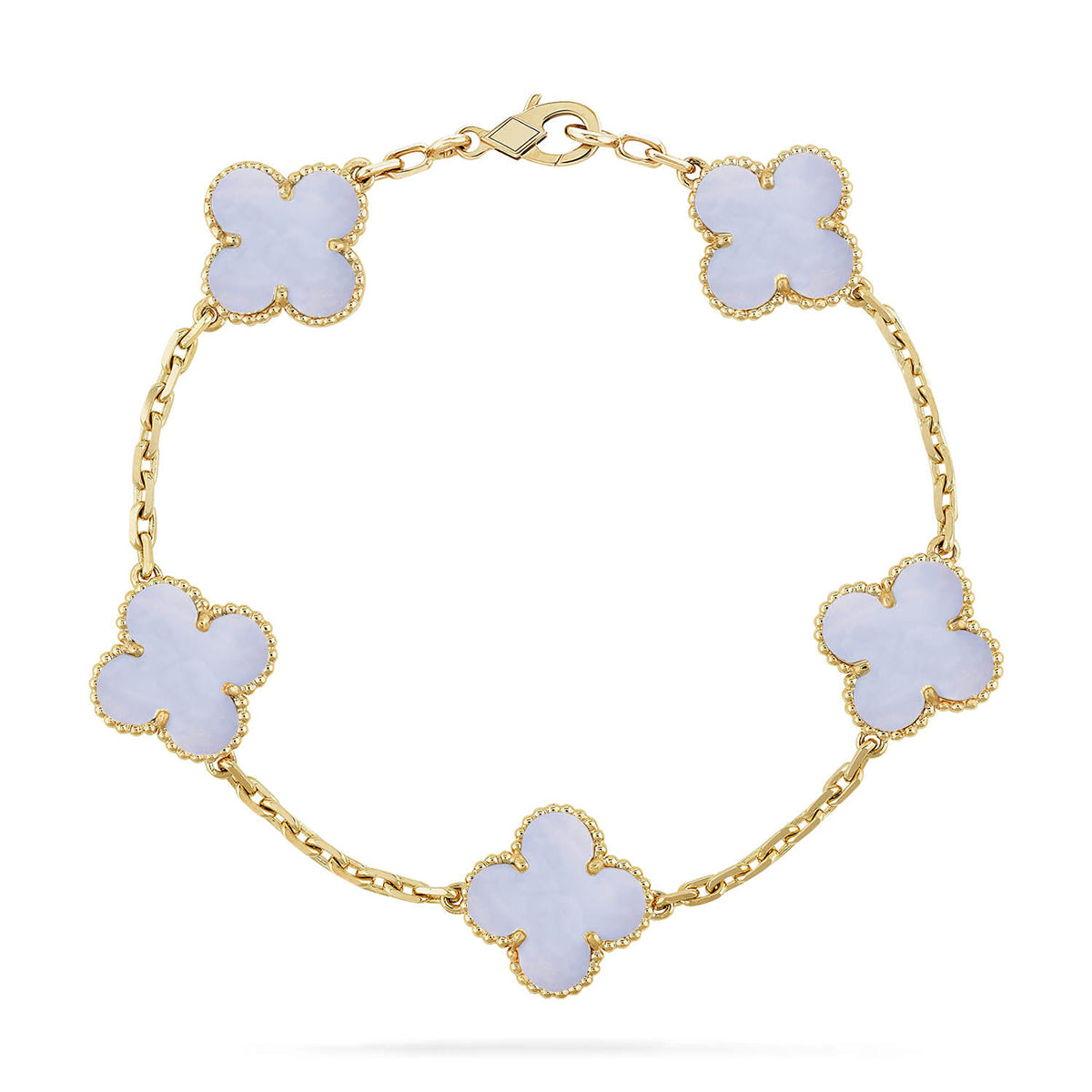 [Zalyn]LUCKY CLOVER 5-MOTIF BRACELET - PURPLE CHALCEDONY COLLECTION