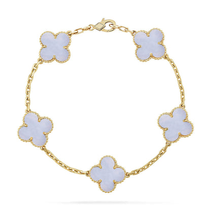 [Zalyn]LUCKY CLOVER 5-MOTIF BRACELET - PURPLE CHALCEDONY COLLECTION