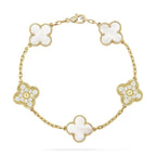[Zalyn Jewelry ]CLOVER WHITE PEARL MOP 5 MOTIF BRACELET COLLECTION