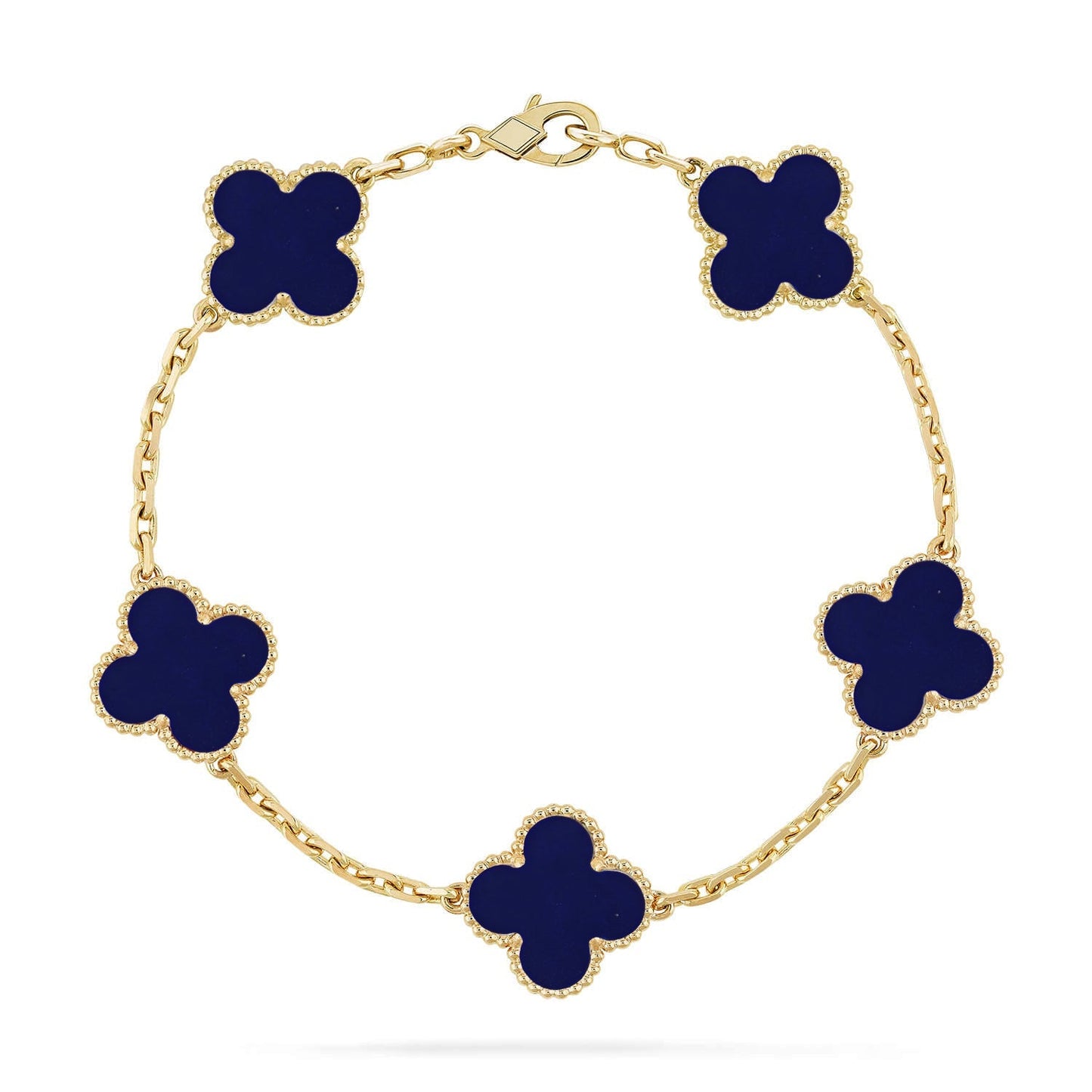 [Zalyn]LUCKY CLOVER 5-MOTIF BRACELET - LAPIS LAZULI COLLECTION