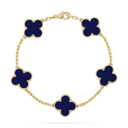 [Zalyn]LUCKY CLOVER 5-MOTIF BRACELET - LAPIS LAZULI COLLECTION