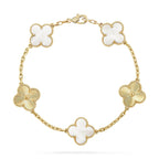 [Zalyn Jewelry ]CLOVER WHITE PEARL MOP 5 MOTIF BRACELET COLLECTION