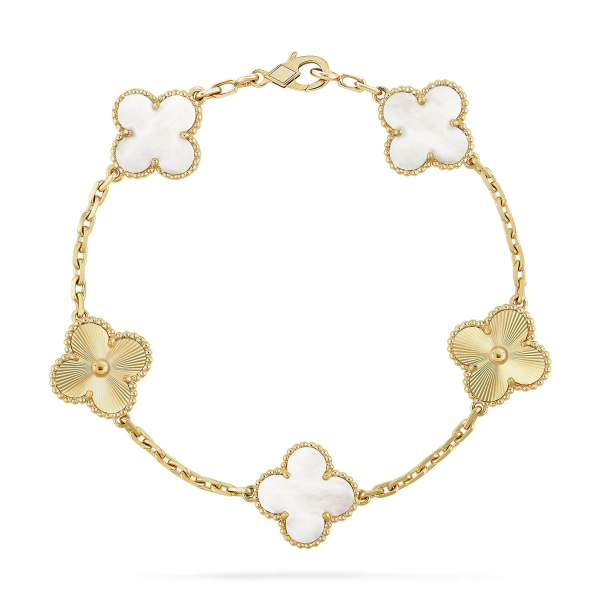 [Zalyn Jewelry ]CLOVER WHITE PEARL MOP 5 MOTIF BRACELET COLLECTION