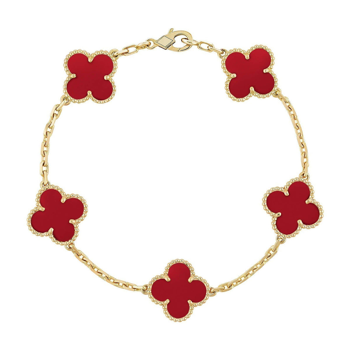 [Zalyn Jewelry ] CLOVER 5 MOTIF RED CORNELIAN BRACELET COLLECTION