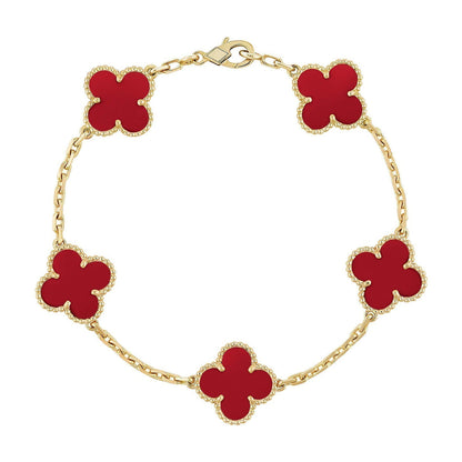 [Zalyn Jewelry ] CLOVER 5 MOTIF RED CORNELIAN BRACELET COLLECTION