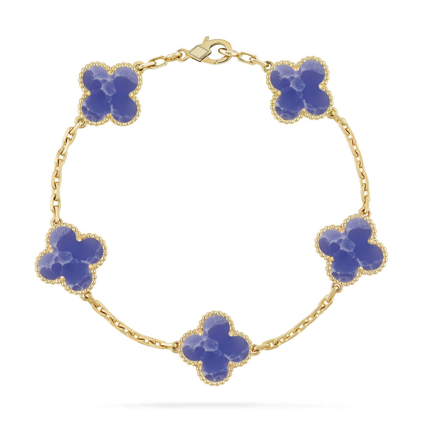 [Zalyn]LUCKY CLOVER 5-MOTIF BRACELET - BLUE LARIMAR COLLECTION
