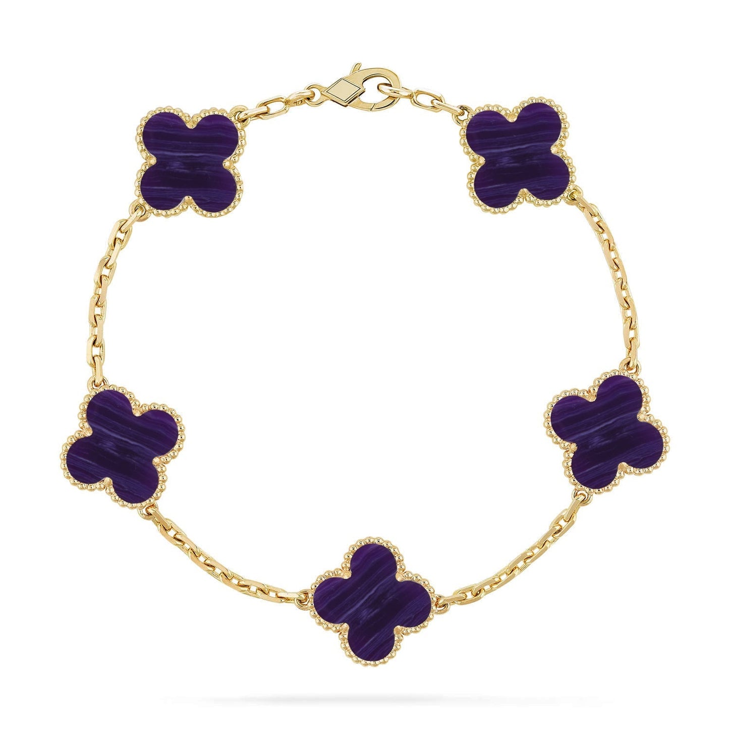 [Zalyn]LUCKY CLOVER 5-MOTIF BRACELET - CHAROITE COLLECTION
