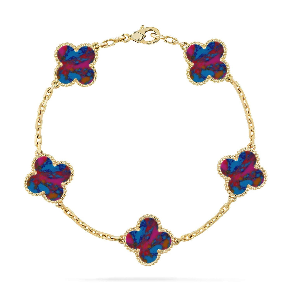 [Zalyn Jewelry ]CLOVER 5 MOTIF COLOR GEMSTONES BRACELET COLLECTION
