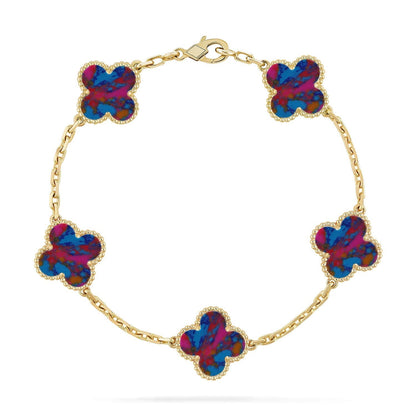 [Zalyn Jewelry ]CLOVER 5 MOTIF COLOR GEMSTONES BRACELET COLLECTION