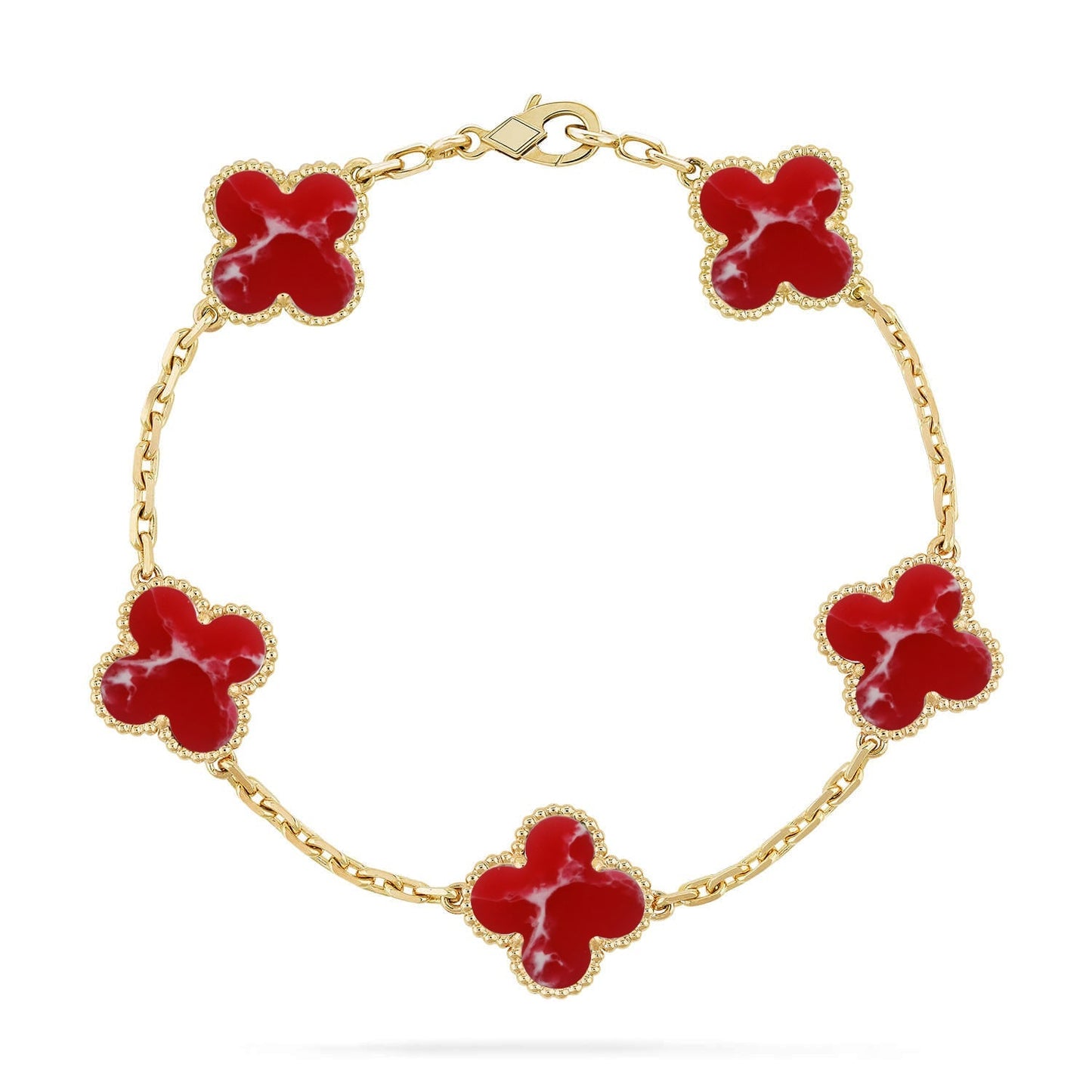 [Zalyn]LUCKY CLOVER 5-MOTIF BRACELET - RED LARIMAR COLLECTION