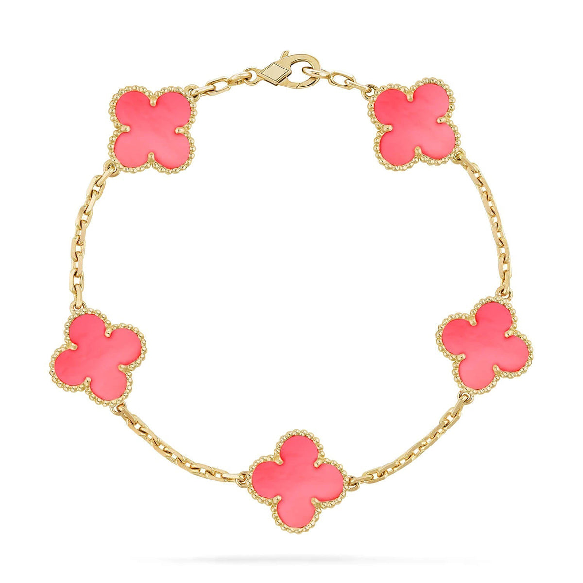 [Zalyn]LUCKY CLOVER 5-MOTIF BRACELET - PINK MOTHER-OF-PEARL COLLECTION