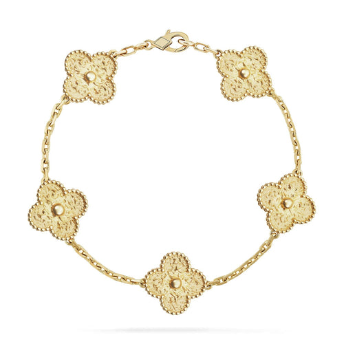 [Zalyn]LUCKY CLOVER 5-MOTIF BRACELET - BRONZING